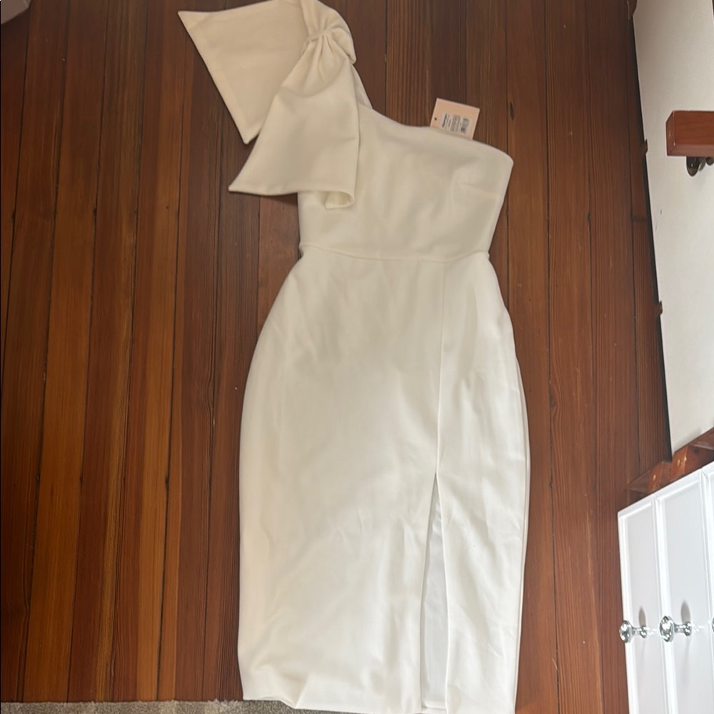 Showpo One-Shoulder Cream Dress